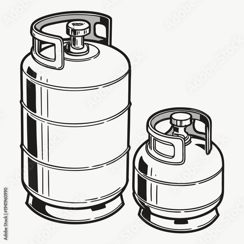 Of two L P G gas cylinders lpg cylinders black and white