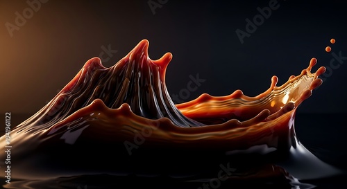 Abstract molten lava landscape with glowing flowing ridges and fiery textures representing volcanic energy, molten earth formations and surreal geological landscape concept