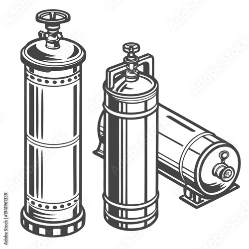 Industrial gas cylinders metal metallic