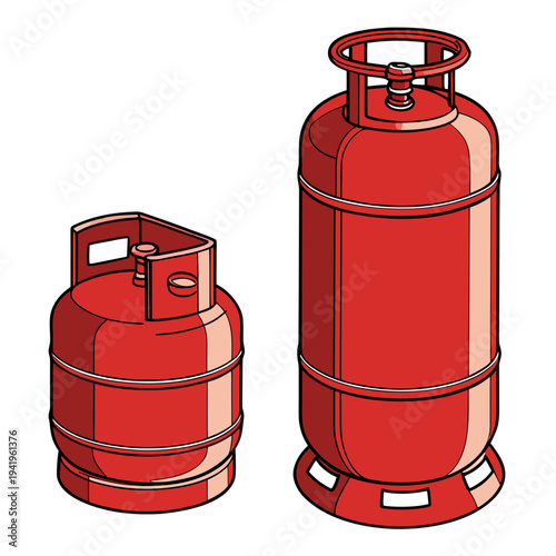 Red gas cylinders propane tanks industrial 1 gas containers