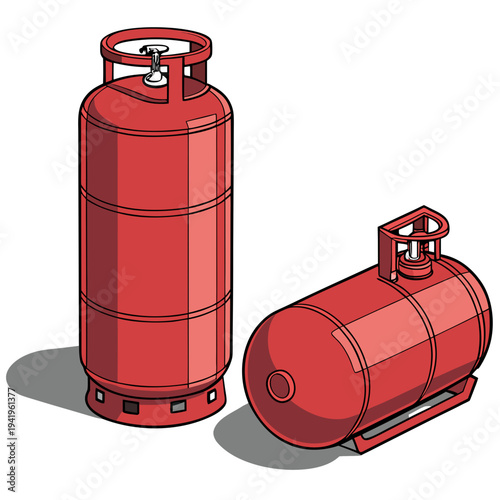 Red gas cylinders industrial gas tanks propane tanks