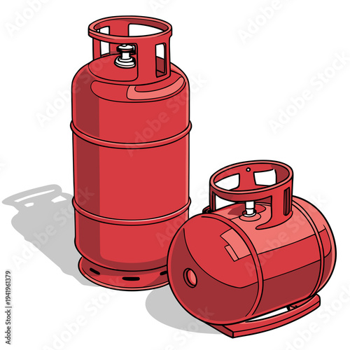 Red gas cylinders propane tanks industrial gas containers