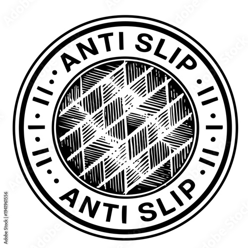 Anti Slip Protection Warning Badge – Round Safety Icon for Flooring and Surface Traction