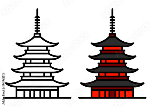 Traditional Pagoda Landmark Vector Illustration