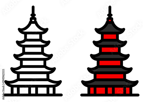 vector illustration of a japanese temple