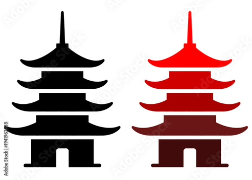 vector illustration of a japanese pagoda