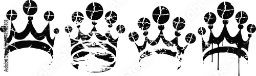 grunge black crowns set with distressed texture and vintage design elements