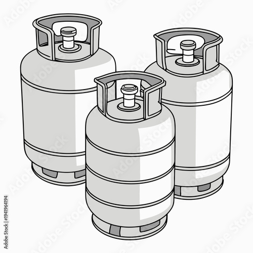 Gray propane gas cylinders metal industrial equipment