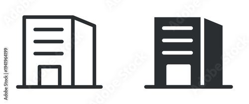 Office Building Icon, Corporate Business Headquarters Symbol, Outline and Solid Vector