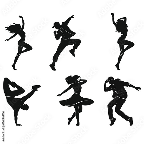 silhouettes of dancing girls