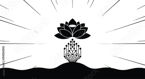 black lotus flower yoga meditation symbol