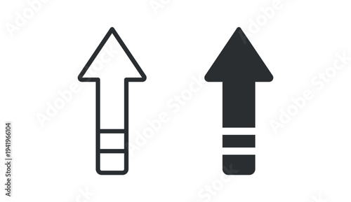 Up arrow ladder icon set, career growth or step progress symbol, outline and solid silhouette style. Vector illustration