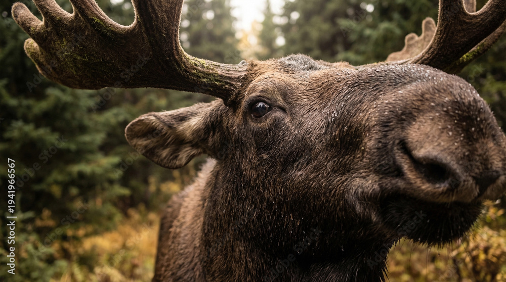Fototapeta premium Macro photography of a moose captivating closeup