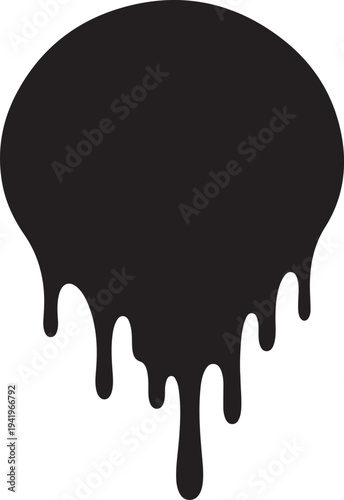 Dynamic black ink drip vector design, an abstract silhouette graphic element with a melting effect, perfect for modern artwork and projects requiring a transparent background