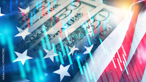 Obraz na płótnie Tension between Iran and USA reflected in currency and financial markets