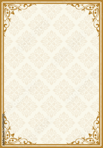 Luxury Vintage Floral Background with Gold Ornamental Frame