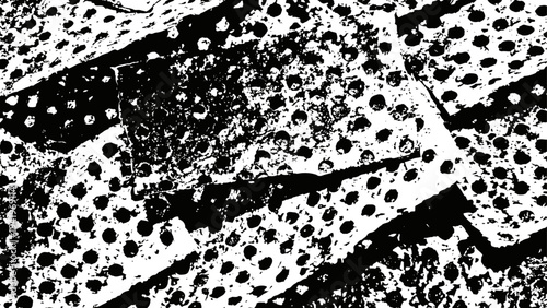 Close up of textured rubber mats with circular patterns overlapping in black and white