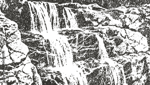 majestic cascading waterfall over rugged rocks in natural outdoor landscape