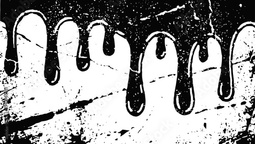Ink dripping pattern abstract black and white liquid flow background with grunge texture and artistic splatters