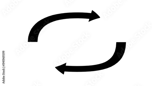 Bild auf Leinwand 3D black curved refresh arrows sync symbol, cycle exchange concept, isolated on