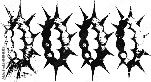 abstract spiky black and white geometric shapes with grunge texture, modern art design pattern