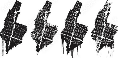 urban graffiti map of manhattan with dripping paint effect in black and white