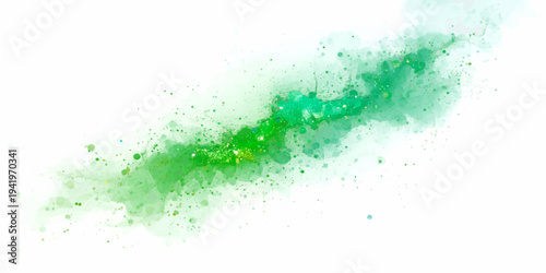 Abstract colorful watercolor background featuring a fresh blue liquid wave with transparent bubbles and a splashing water drop isolated on white.