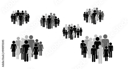 Illustration of Diverse Groups of People Standing Together.