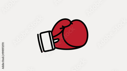 A red boxing glove illustration with a white cuff on a clean background.
