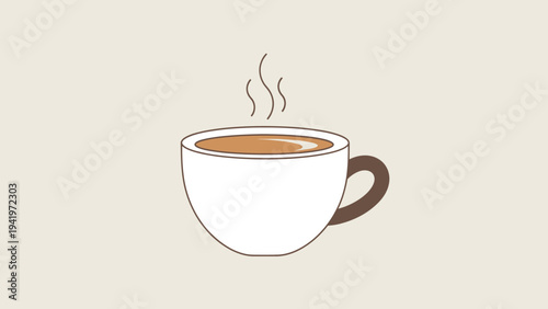 A hot cup of coffee with steam rising.