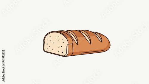 Simple cartoon illustration of a sliced loaf of bread.
