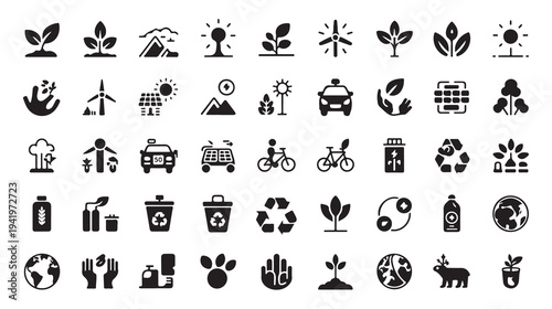 Collection of 50 black and white eco-friendly nature