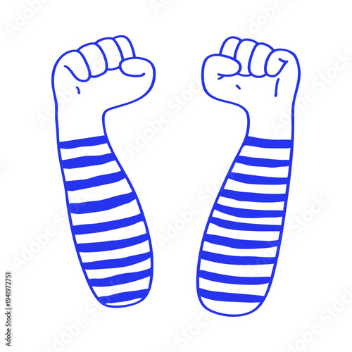 Riot Protest Hands Symbol Doodle Illustration