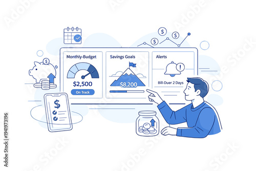 Smart Money Dashboard. Smart Money Management Tools. User interacting with a clean digital dashboard where