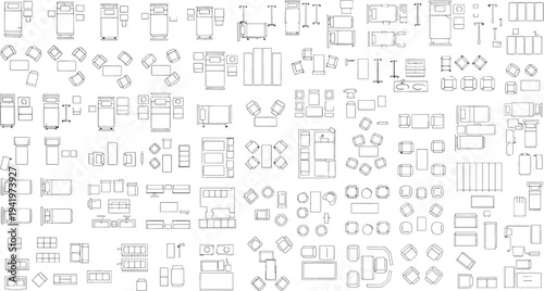 Isolated on transparent background a complex arrangement of various architectural blueprints and schematics