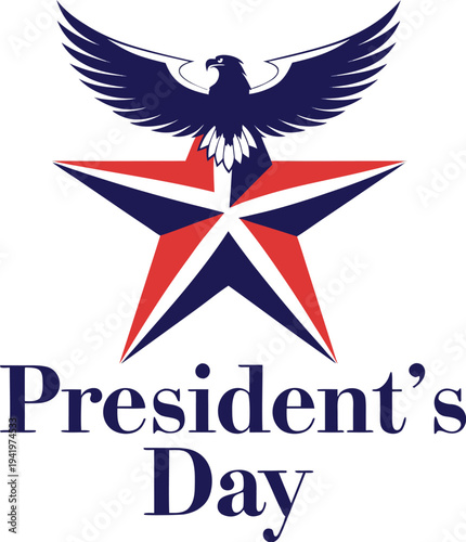 Happy Independence day sign with stars, petards and american flag. 4th of July, United Stated independence day. Template design for poster, banner, flyer, greeting card. Vector illustration
