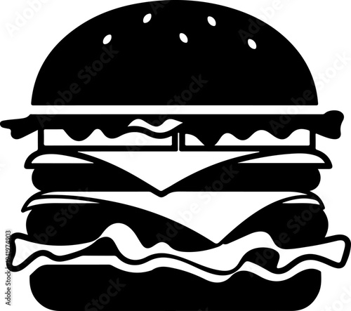 Cheeseburger silhouette vector illustration