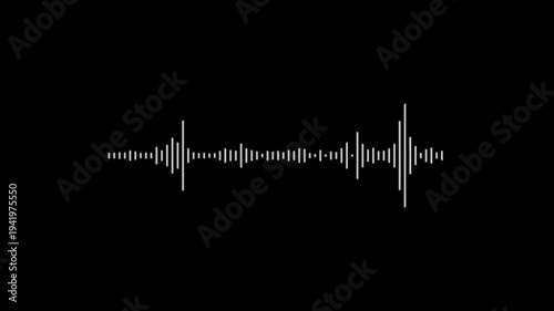 Abstract white audio wave animation, digital sound frequency spectrum visualizer, music equalizer lines, transparent background alpha channel, 4K loop