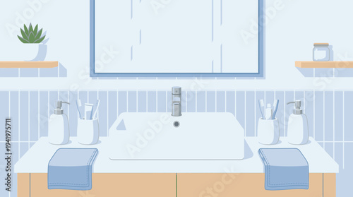 Cleanical Bathroom Counter with Minimalist Design and Natural Personal Care Products for Daily Hygiene