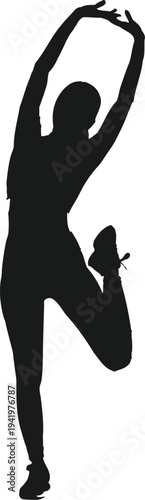 Athletic girl practicing yoga or stretching pose, fitness and wellness vector.