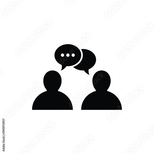 Two people communicating with speech bubbles