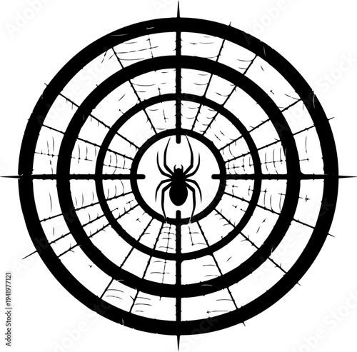 Spider Web Spinning A Target Bullseye Vector Art