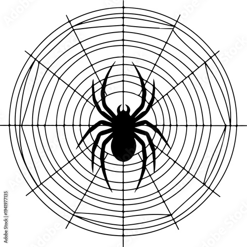 Spider Web Spinning A Target Bullseye Vector Art