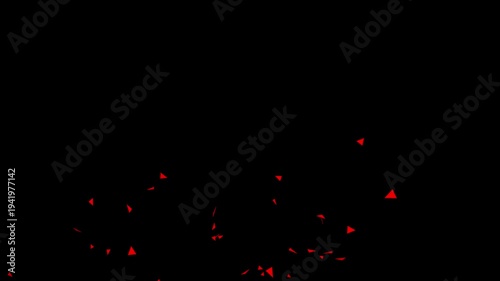 red confetti explosion and floating particles on black background