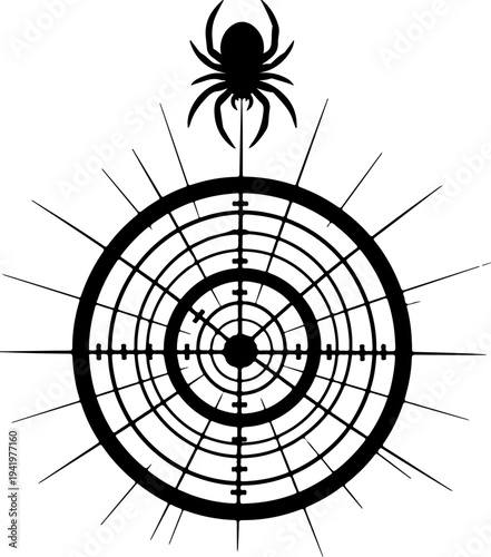 Spider Web Spinning A Target Bullseye Vector Art