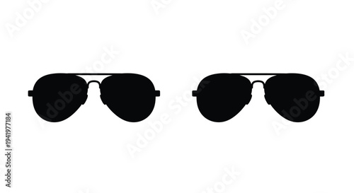 Two pairs of stylish sunglasses are displayed as a black silhouette