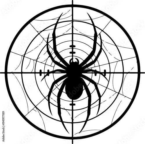 Spider Web Spinning A Target Bullseye Vector Art