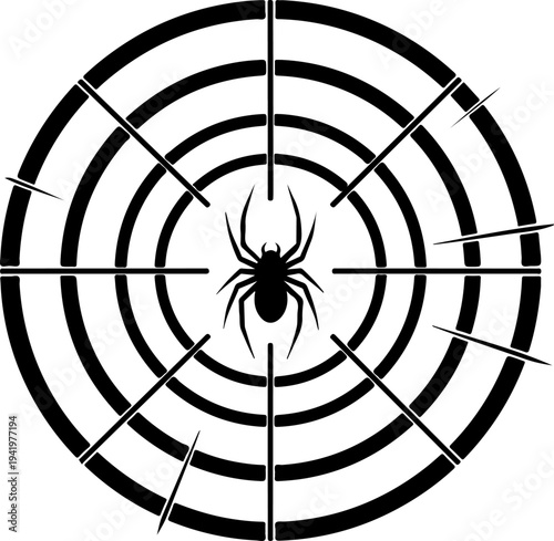 Spider Web Spinning A Target Bullseye Vector Art
