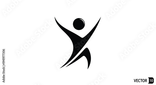 Abstract human form with arms raised in a dynamic pose silhouette
