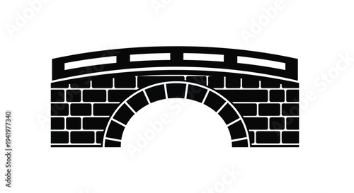 A classic stone bridge design shown in black flat silhouette